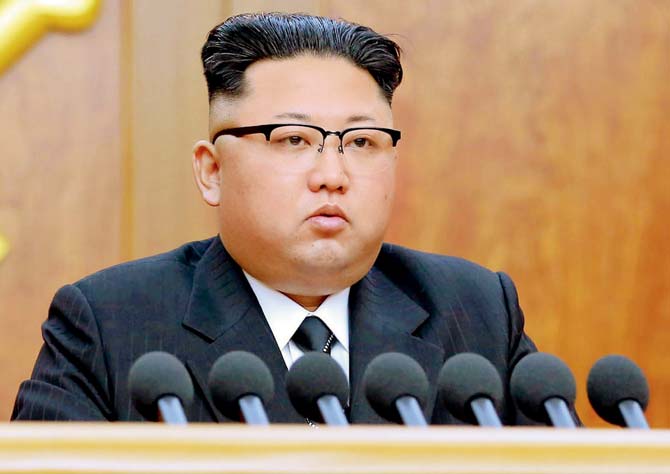 Kim Jong Un delivers the new year message. Pic/AFP