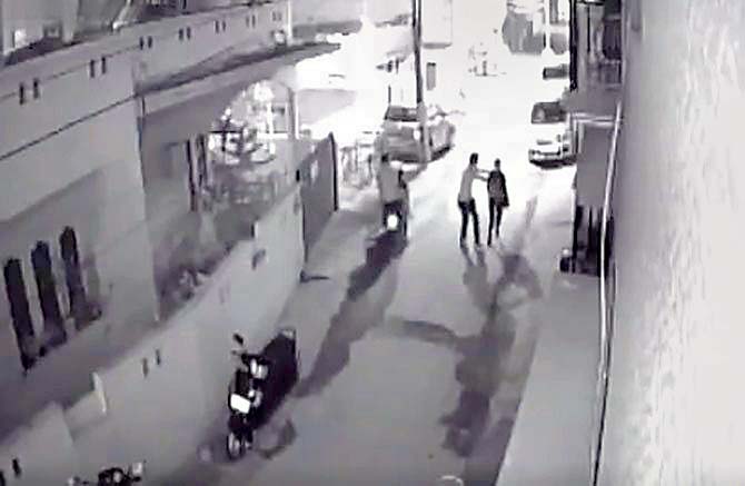 A CCTV grab of the attack on the woman in Bengaluru