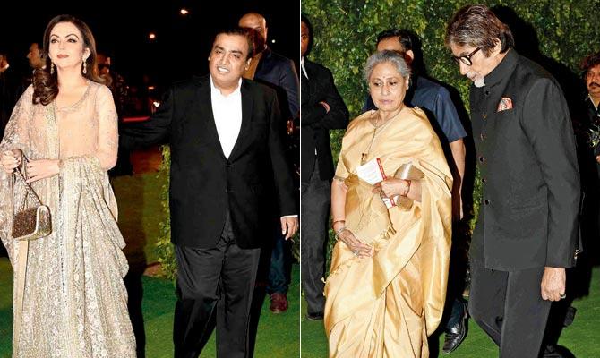 Mukesh, Nita Ambani and Amitabh and Jaya Bachchan at the wedding