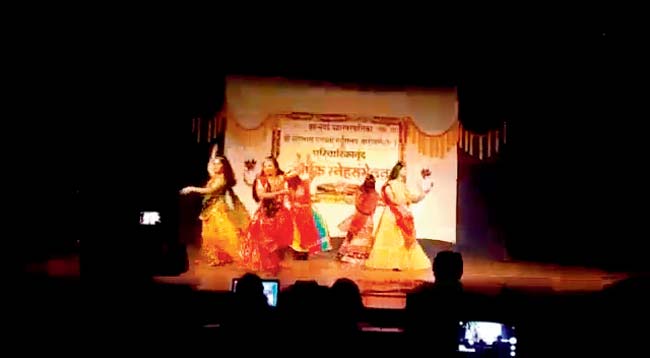 Screengrab from a video that shows nurses, who were allegedly on duty dancing to Bollywood songs at the annual program