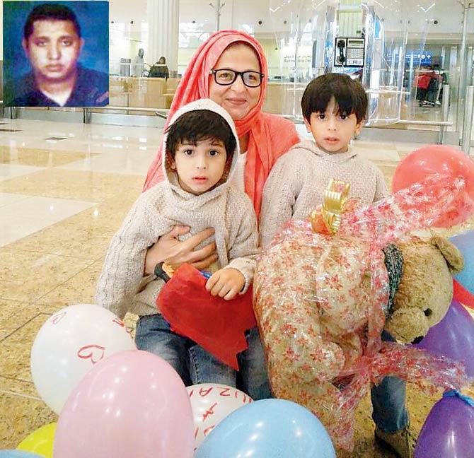 Zainab Fawad with her twin sons in Dubai. (Inset) Fawad, who is absconding
