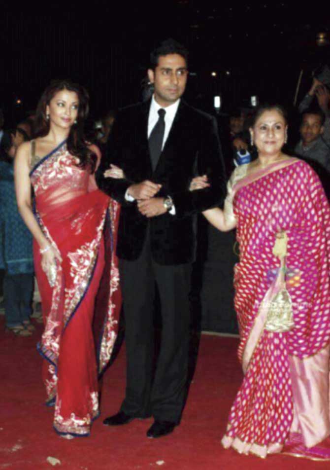 Abhishek Bachchan with mother Jaya and wife Aishwarya
