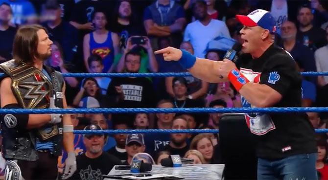 John Cena talks to AJ Styles 