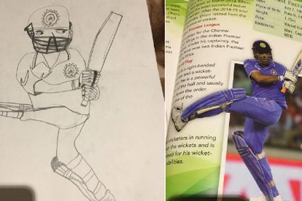 MS Dhoni is a hard hitter even in Virender Sehwag's son's sketch