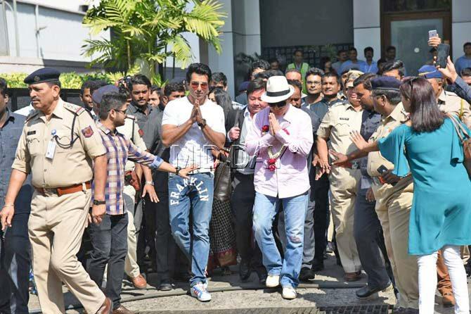Sonu Sood and Jackie Chan at Mumbai airport
