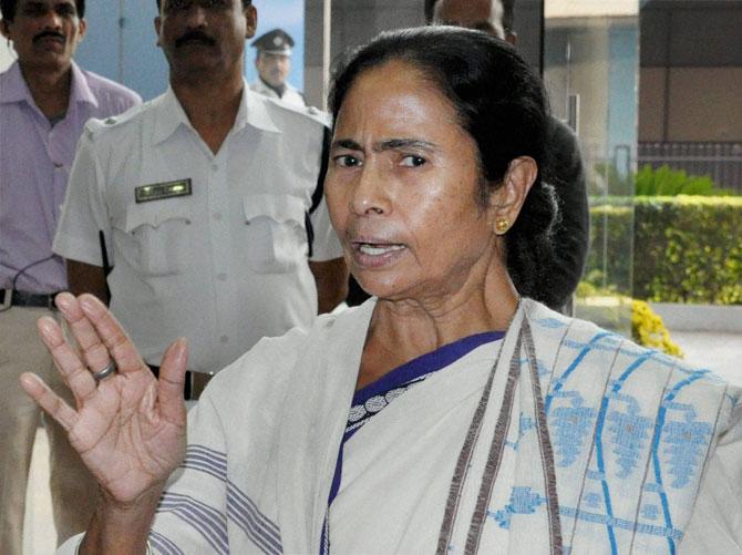 West Bengal Chief Minister Mamata Banerjee addresses a media conference at her office in Howrah nera Kolkata on Tuesday regarding the arrest of party MP Sudip Bandypadhyay in Rose Valley Chit Fund Case. PTI 