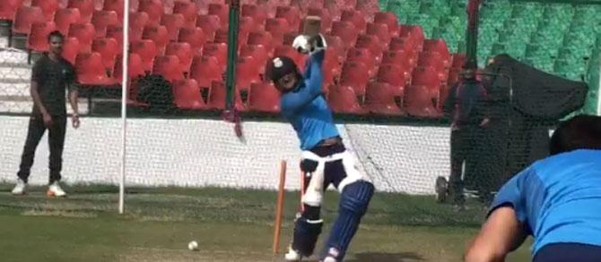 Manish Pandey in action in the nets on Wednesday. Pic courtesy BCCI Twitter account