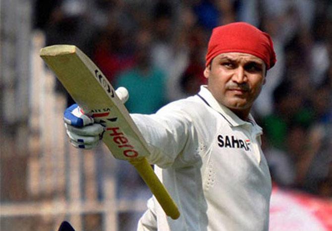 Virender Sehwag doing what he does best