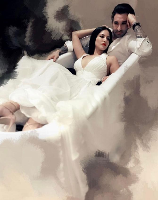 Sunny Leone with husband Daniel Weber. Pic/Sunny Leone