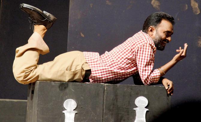 An actor at a rehearsal for Statue of Liberty at Shivaji Mandir, Dadar. PIC/TANVI PHONDEKAR