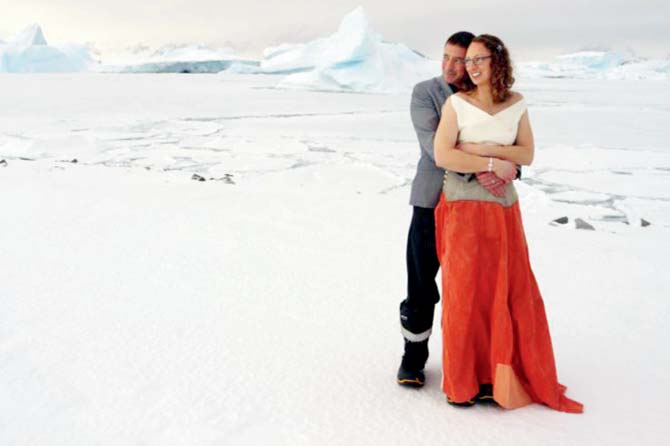 Tom Sylvester and Julie Baum. Pic/British Antarctic Survey 
