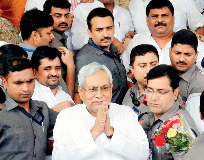 Do not rule out another volte-face by Bihar CM Nitish Kumar at some strategic moment in the future. Pic/PTI
