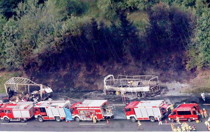 An aerial view shows the place of the accident. Pic/AFP