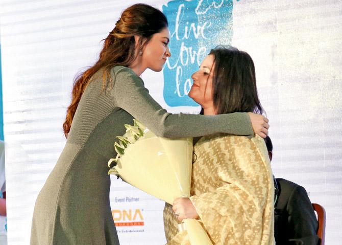 Deepika Padukone with Anna Chandy at the inauguration of their mental health foundation