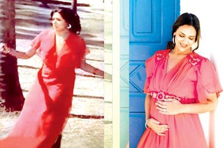 Pregnant Esha Deol flaunts baby bump in red gown similar to mom Hema Malini's