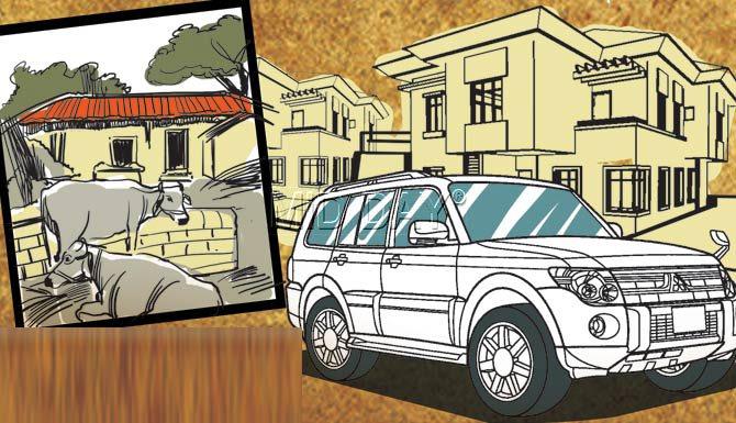 The fraudsters use the ill-gotten money from several victims to build bungalows in Jamtara. The villages that till five years ago had huts, are now lined with large bungalows. Illustration/Ravi Jadhav