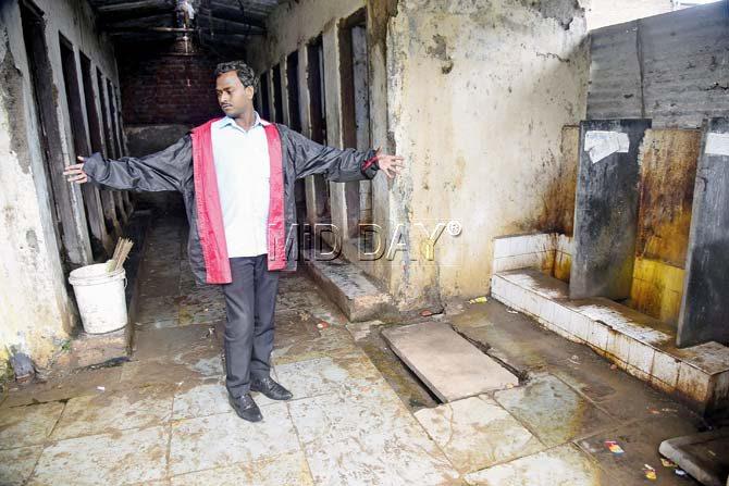 Pawan says residents prefer defecating in the open rather than using this grubby toilet in Jay Bhim Nagar