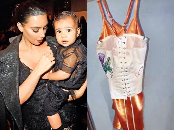 Kim Kardashian with North. (Right) The controversial outfit 