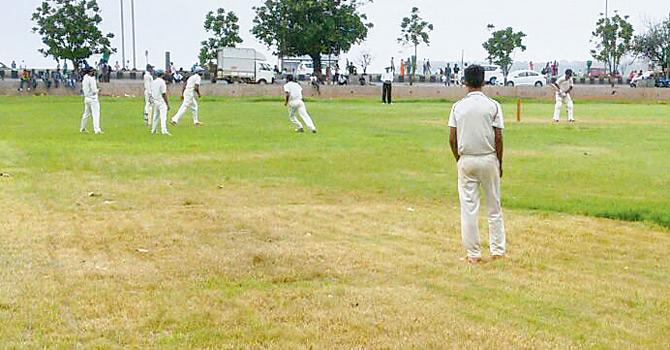 Parsee and PJ Hindu Gymkhana teams play a practice match at Hindu Gymkhana on Marine Drive yesterday