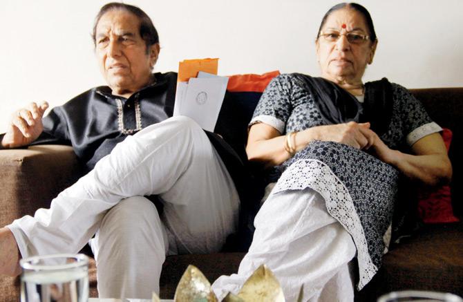 Roshanlal Sabharwal, 84, and wife Rajinder Kumari. His parents migrated from Karachi a little before the Partition, having heard of the imminent event. Lalchand Nalandas