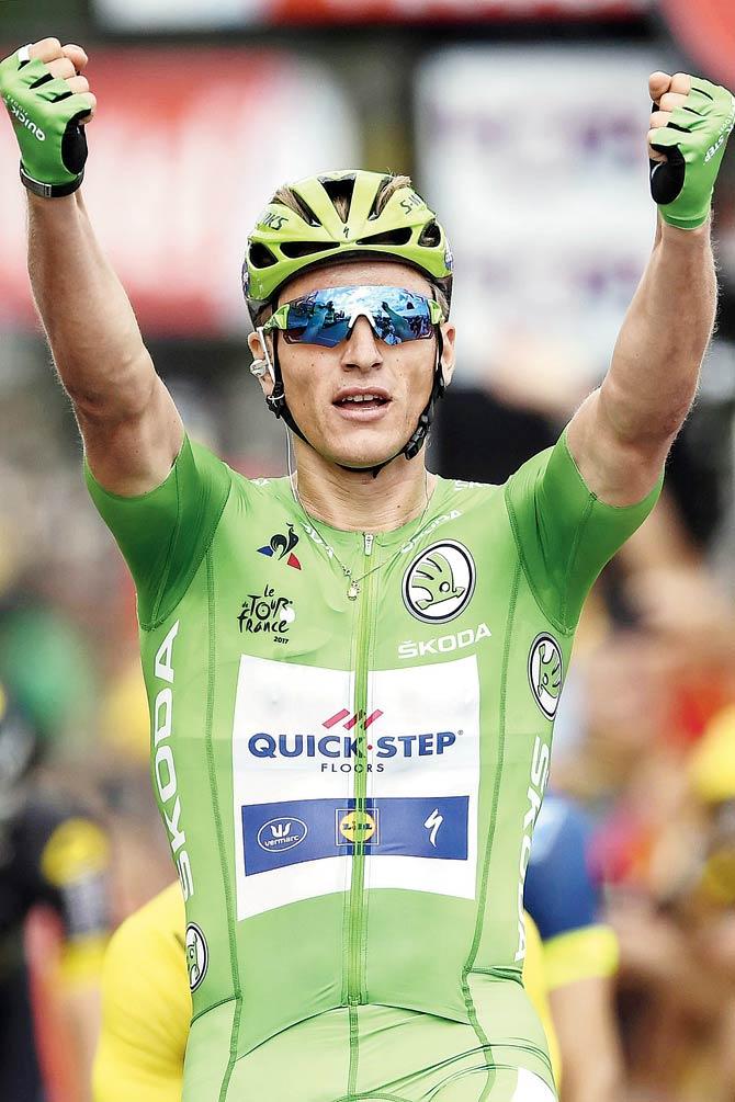 German Marcel Kittel celebrates after winning Stage 10 of the  Tour de France yesterday. Pic/AFP