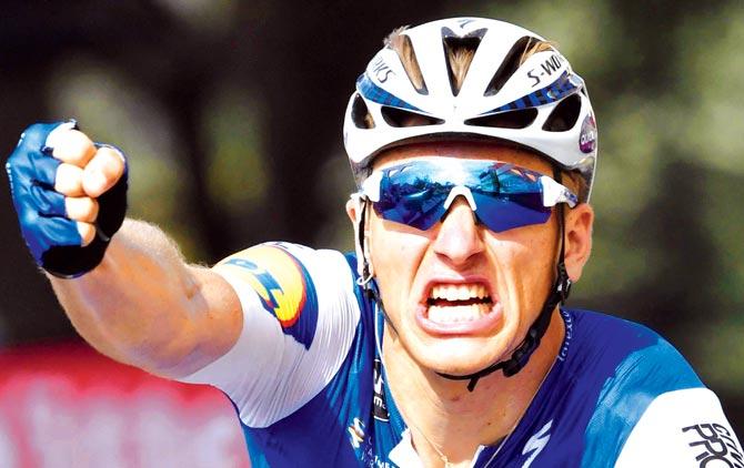 Marcel Kittel celebrates after the winning Stage 7 of Tour de France yesterday. Pic/AFP