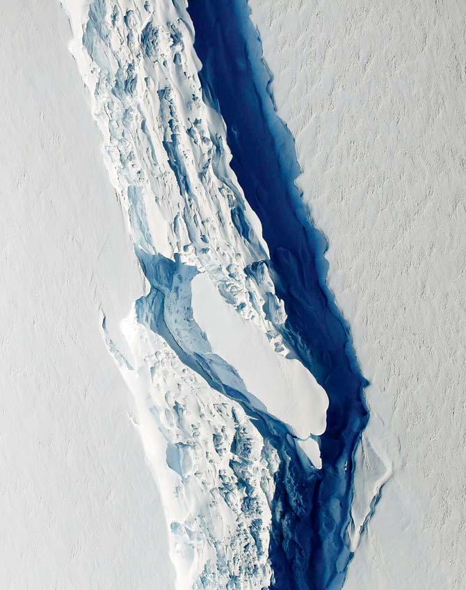 This file photo taken in November 2016 shows an image obtained from NASA showing the Antarctic Peninsula’s rift in the Larsen C ice shelf. Pics/AFP