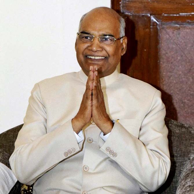 Ram Nath Kovind gestures before the media after being elected as the 14th President of India, in New Delhi. Pic/AFP