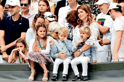 Roger Federer's wife Mirka and their twins after the Wimbledon final