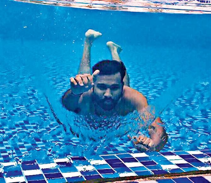 Rohit Sharma goes underwater