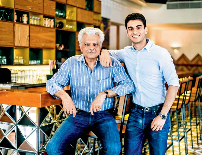 Proprietors of Khyber restaurant, Sudheer Bahl with 23-year-old son, Ishaan