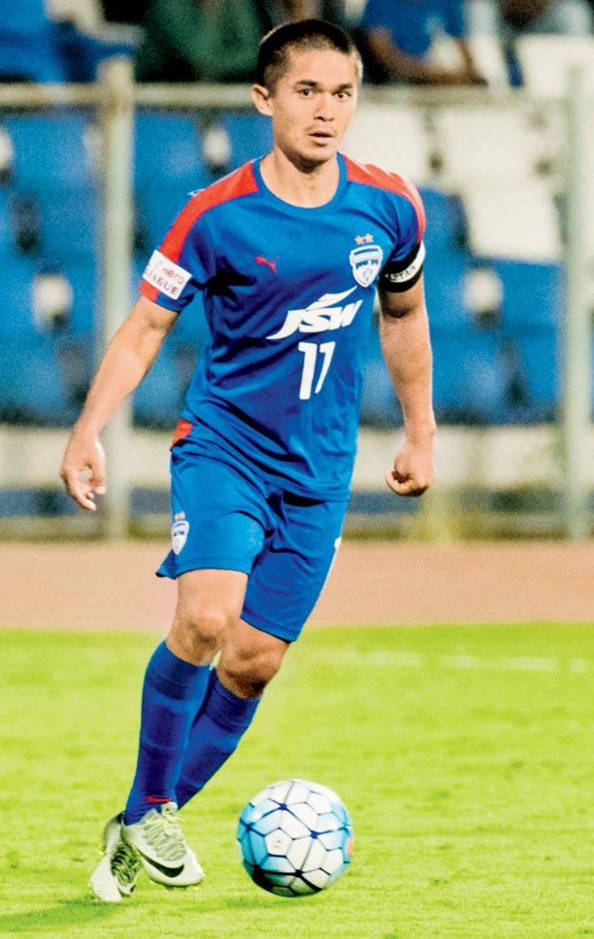 Bengaluru FC striker Sunil Chhetri has led from the front ever since he joined the team. Pic/BFC Media
