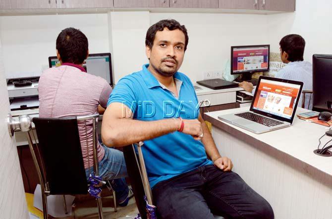 Vaibhav Salvi, owner of Translink Express, at his office in Andheri. Pic/Satej Shinde