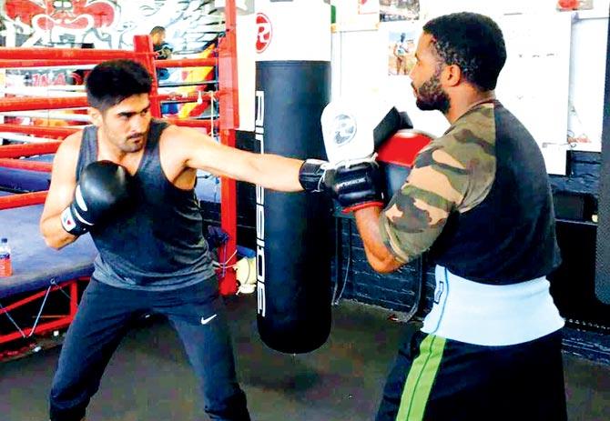 India boxer Vijender Singh during a training session in Manchester yesterday