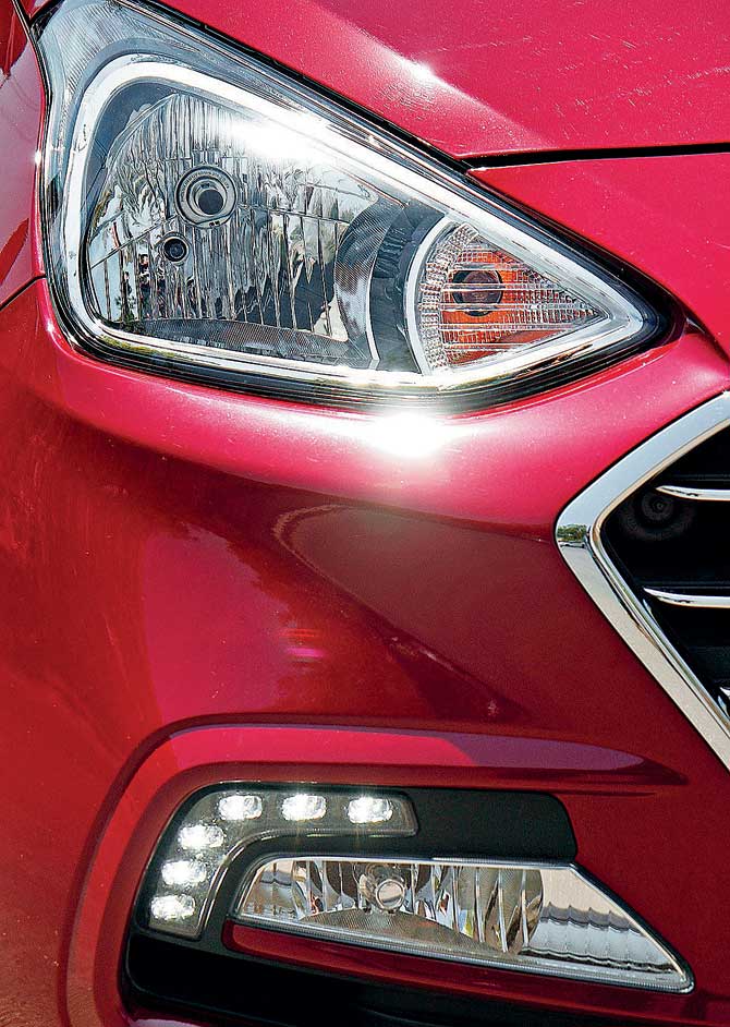 A new headlamp unit with a refreshed fog lamp design that incorporates DRLs ensures that the Xcent stands out. Pics/Sanjay Raikar