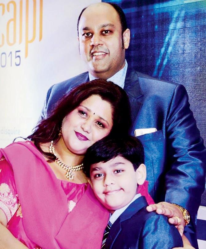 Aditya with parents Dr Avinash and Jaya DeSousa