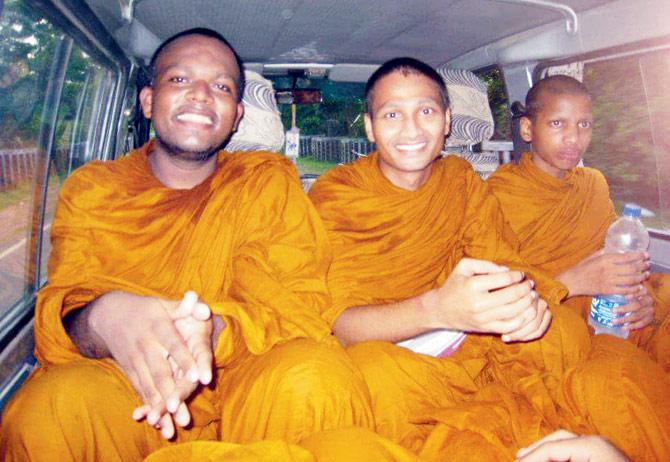 Shakya (extreme left) during his monk days at Bodhâu00c2u0080u00c2u0088Gaya