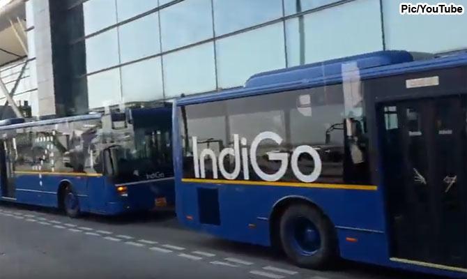 The window of the IndiGo bus shattered due to a jet blast from a nearby aircraft. Pic for representational purposes
