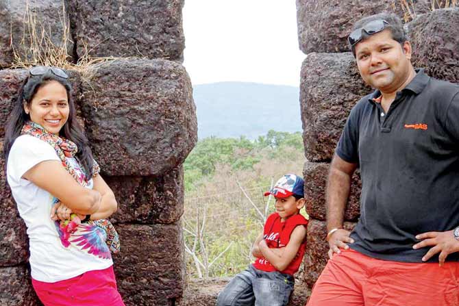 Jagruti Hogale, 35, with her husband Viraj and their son