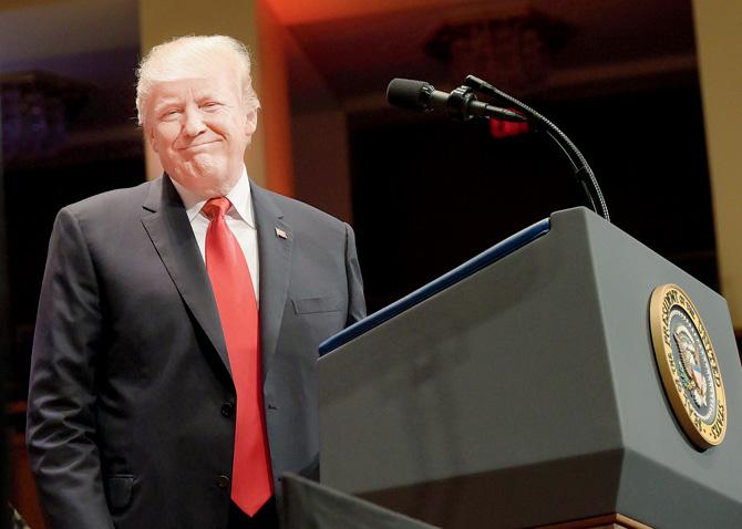 Donald Trump at the Celebrate Freedom Rally. Pic/AFP