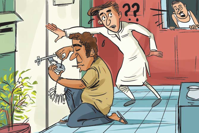 A neighbour spotted Nilesh breaking in. Illustration/ Uday Mohite