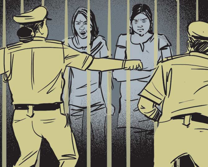 Even as prisoners throng the main exit and try to overpower the security guards stationed there, jail officers manage to push the inmates back and lock them up, averting the jailbreak. Illustration/uday mohite