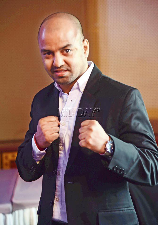 Boxer Akhil Kumar at a city hotel on Tuesday. Pic/Sameer Markande