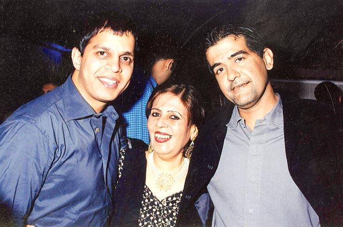 AD with mother Amrita Singh and a friend at the launch of The Bowling Company, Phoenix Mills, in 1999. His mother had financed his first business