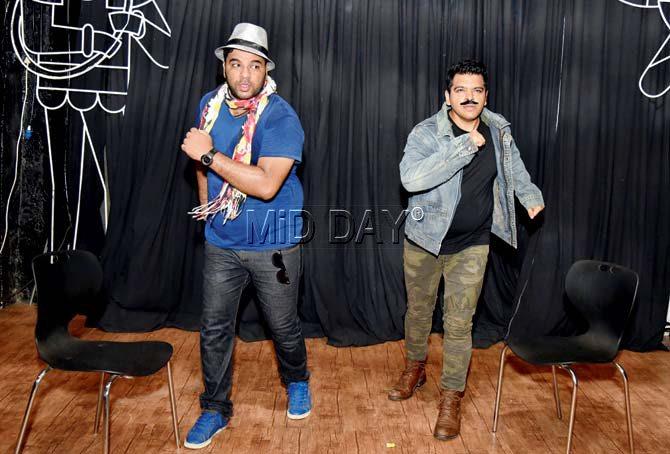 Ankit Challa and Avinash Verma will use props like scarves, jackets, hats and fake moustaches to essay various characters. Pic/Shadab Khan
