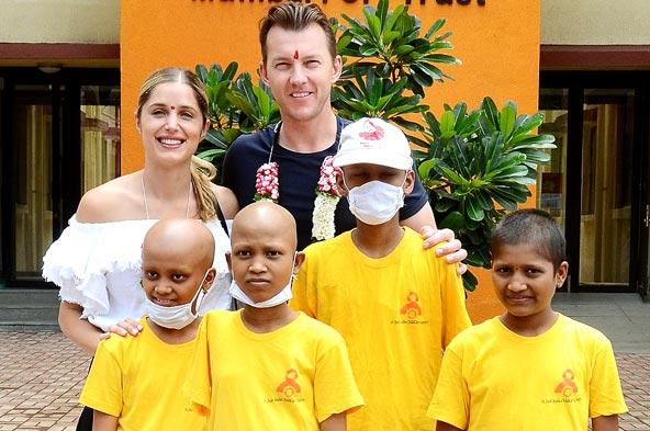 Photos: Brett Lee and wife Lana bring joy to cancer affected kids