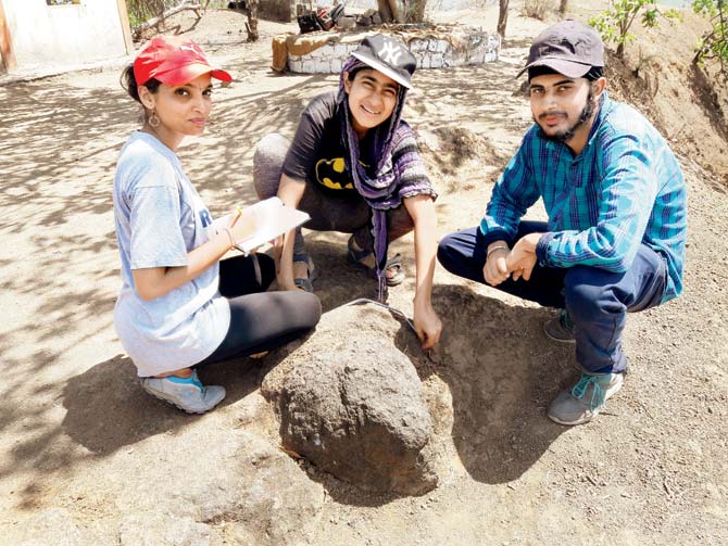 Scattered remnants of a Buddhist stupa has been found at a site near Vihar Lake