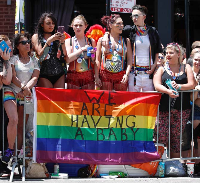 People celebrate the 48th annual Gay and Lesbian Pride Parade in Chicago. Pic/AFP