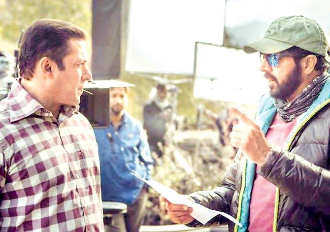Kabir with Salman on set