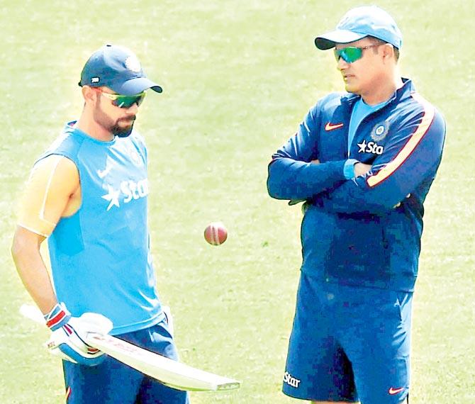 Anil Kumble (right) resigned as India coach on Tuesday due to differences with skipper Virat Kohli. Pic/PTI